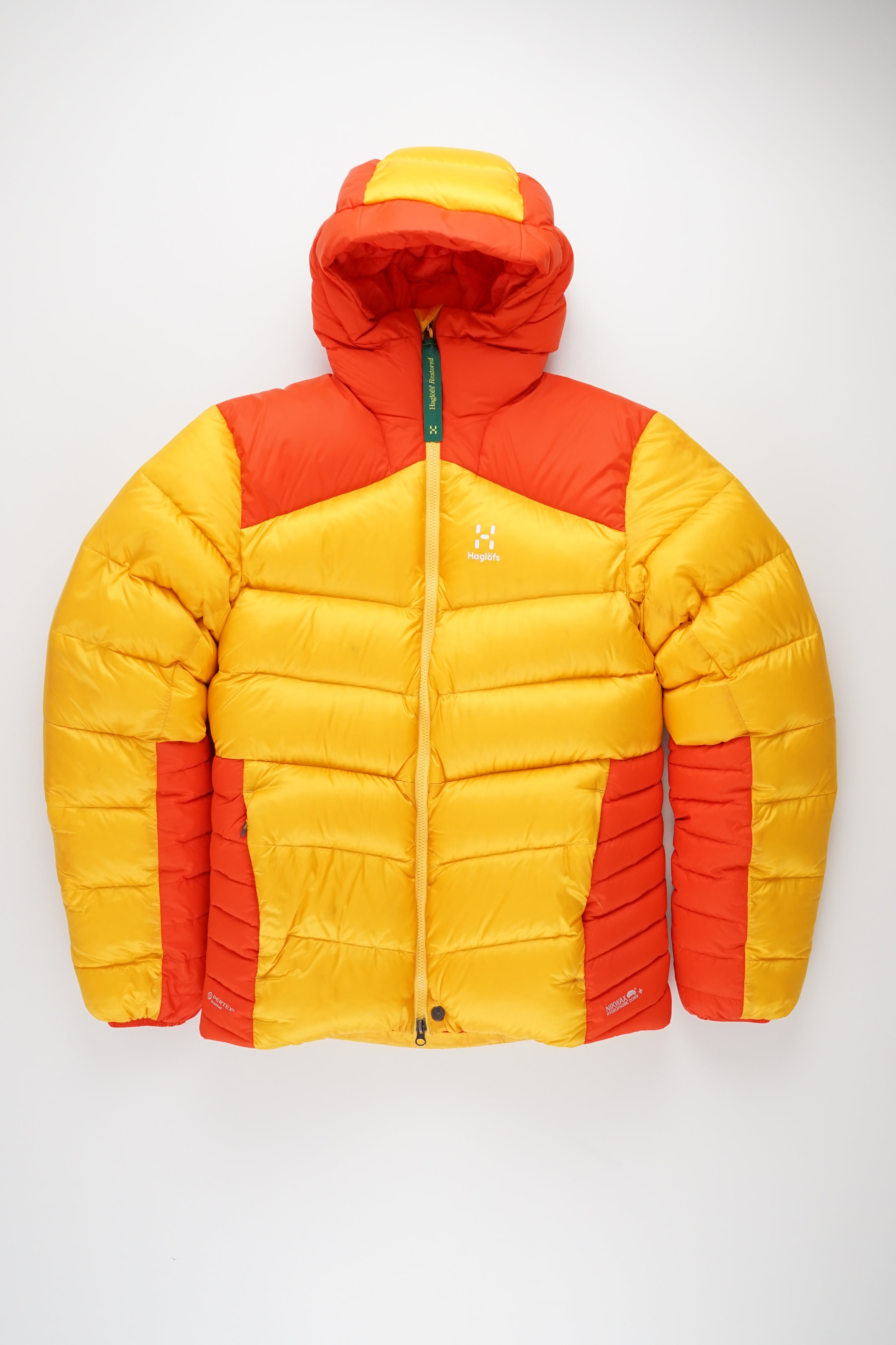 Haglöfs ダウンジャケット イエロー レッド　800fp Mojo Down Hood Men – Haglöfs Restored